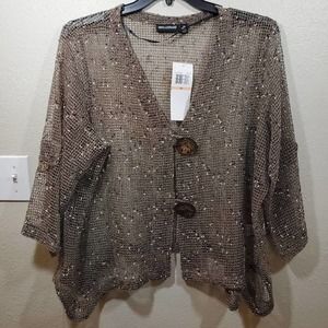 New nubby button summer cardigan‎ jacket plus